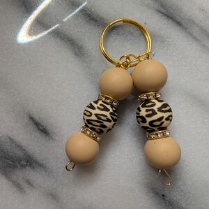 Handcrafted Leopard Print Keychain with Gold Accents